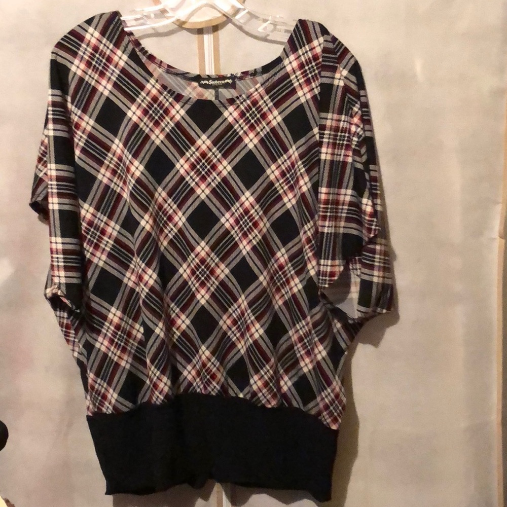 Plaid flutter sleeve shirt
